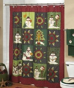 BATHROOM SNOWFLAKE THEME SHOWER CURTAIN, TOWELS AND 3 PIECE RUG SET