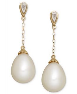 Pearl Earrings, 14k Gold Cultured Freshwater Pearl (8 11mm) and