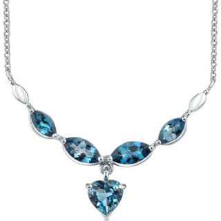 25 Ct Heart Shape London Blue Topaz Multi Gemstone Necklace in