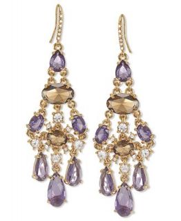 Carolee Earrings, 12k Gold Plated Purple Stone Chandelier Earrings