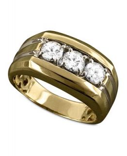 Mens 14k Gold Ring, Diamond Three Stone (1 ct. t.w.)