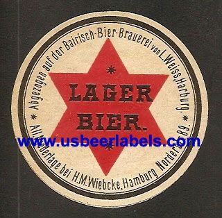 1890s German Lager Bier Label from Harburg Brauerei Von L Weiss