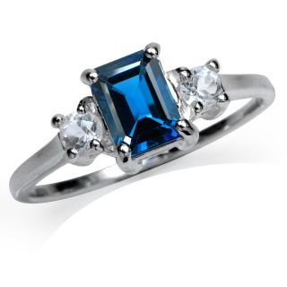 Natural London Blue&White Topaz Sterling Silver Engagement Ring Sz 8