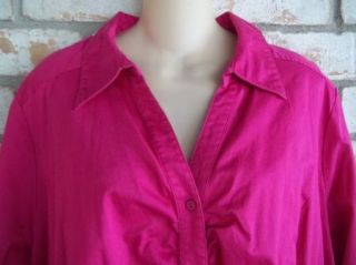 Dark Pink Lane Bryant Long Sleeve Button Top Shirt 28 W