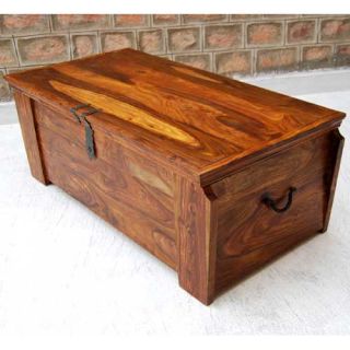 Large Solid Wood Storage Box Blanket Chest Trunk Coffee Table Wrought