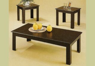 Piece Black Oak Coffee Table Set Wood End Tables New