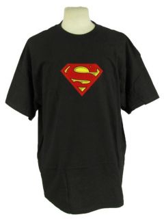 Superman s Logo Print T Shirt 100 Black Cotton Tee Mens Warner Bros