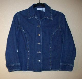Liz Claiborne Studded Jean Jacket Shirt Misses S