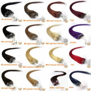 Popular Loop Micro Ring Tipped Remy Straight Human Hair Extensions 16