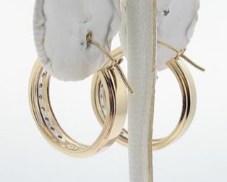 Genuine Diamonds Solid 14k Yellow Gold Hoop Loop Earrings