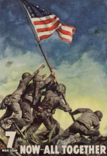 7th War Loan Bonds Iwo Jima Soldiers Flag Poster 13x19