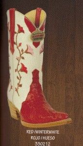 Los Altos Womens Ostrich Red Floral Cowboy Boots 8 5 M
