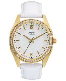 Caravelle by Bulova Watch, Womens White Leather Strap 36mm 44L102