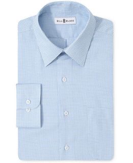 Bill Blass Dress Shirt, Blue Check Long Sleeve   Mens Dress Shirts