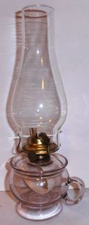 Antique 1870 Lomax Oil Guard Kerosene Finger Lamp Amethyst Tint
