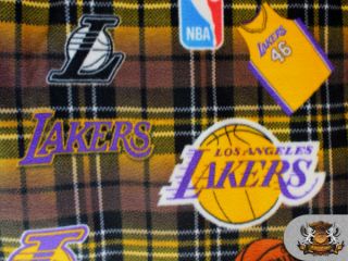 NBA Los Angeles Lakers Plaid Licensed Fleece Fabric Sold by The Yard
