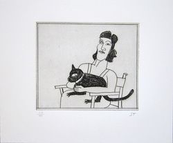 Saul Steinberg Signed 1983 Original Limited Edition Etching Woman