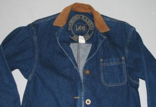 Lee Kansas jean Jacket Blue Denim Long Barn Chore Coat sz S Small Rare