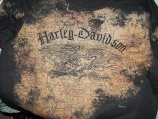 Harley Davidson Vintage Look Eagle Map 3 4 Slv Shirt Top XL Soffftttt