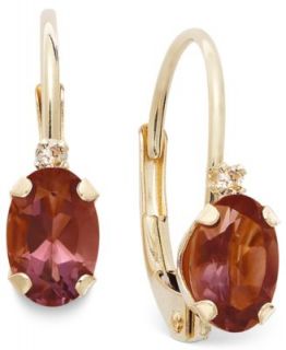 14k Gold Earrings, Garnet (3/4 ct. t.w.) and Diamond Accent Leverback