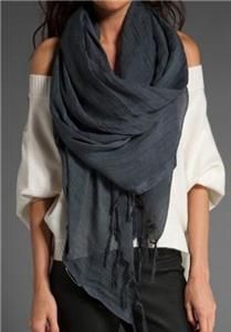 Love Quotes Linen Tassel Scarf in Charcoal