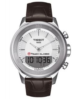 Tissot Watch, Mens Swiss Analog Digital T Touch Classic Brown Leather