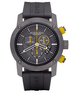 Burberry Watch, Mens Chronograph Gray Rubber Strap 44mm BU7713   All