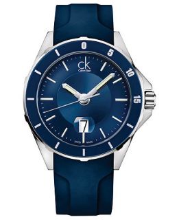 ck Calvin Klein Watch, Mens Swiss Play Blue Rubber Strap 45mm