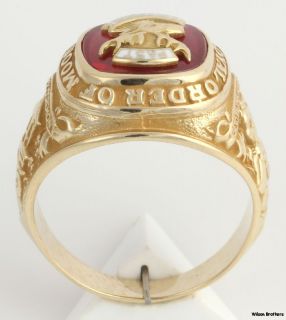 Past Governor Loyal Order of the Moose Ring   10k Yellow Gold Syn Red