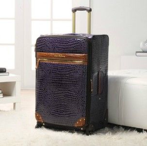 Samantha Brown Croco Embossed Luggage 28 Upright with Spinners Purple
