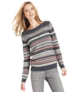 Debbie Morgan Petite Sweater, Long Sleeve Fair Isle Ribbed