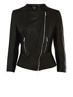 Karen Millen Black leather jacket Black   