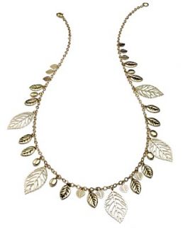 NEW Sequin Necklace, Gold Tone Openwork Leaf Necklace