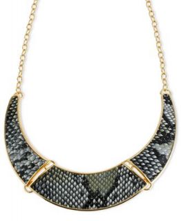 Haskell Necklace, Gold Tone Animal Print Half Moon Frontal Necklace