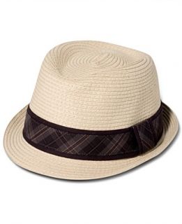 American Rag Hat, Plaid Ribbon Straw Fedora