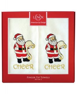 Lenox Bath Towels, Set of Two Santa Cheer Finger Tip Towels