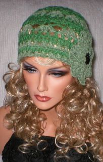 Crochet Evening Style Women Green Sage Green Chenille Crocodile Stitch