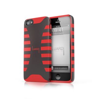 Dual Rubber Plastic Case for iPhone 5 Black Red from Brookstone