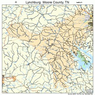 Lynchburg Moore County Tennessee Street Road Map TN