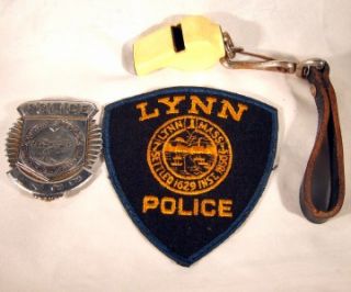 Vintage Lynn Massachusetts Police Badge Patch Whistle