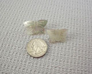 Vintage 2 Butterfly Figural Scatter Pins Carved Mother of Pearl Brooch