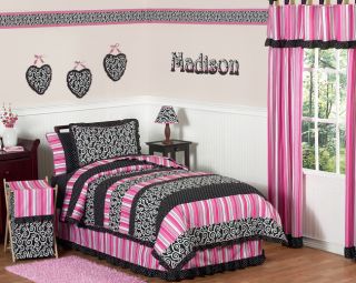 Funky Pink Black Luxury Polka Dot Kids Twin Teen Girls Bedding Set