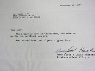 Lucille Ball I LOVE LUCY personal letter from KATE & ALLIE Producer