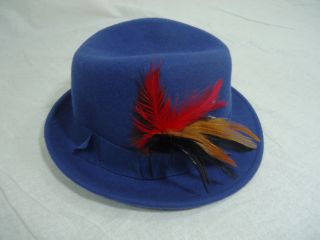 Style Lab Wool Felt Feather Hat Blue O S