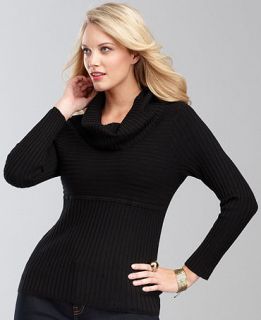 INC International Concepts Plus Size Sweater, Long Sleeve Ribbed Knit