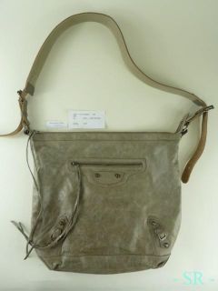 Auth Lux Balenciaga Taupe Brown Leather Giant Day Handbag aka Purse