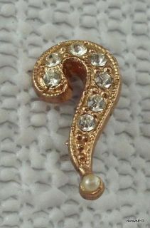 Rhinestone Questions Mark Brooch Figural Pin Vintage Jewelry Lapel