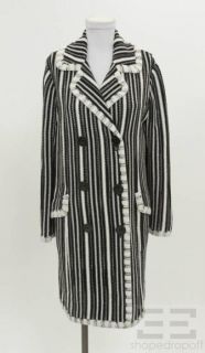 Missoni Black White Stripe Knit Sweater Coat Size 46 New