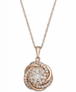 Wrapped in Love™ Diamond Necklace, 14k Rose Gold Pave Diamond Knot