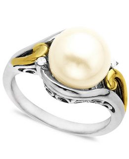 14k Gold and Sterling Silver Ring, Cultured Freshwater Pearl (10mm